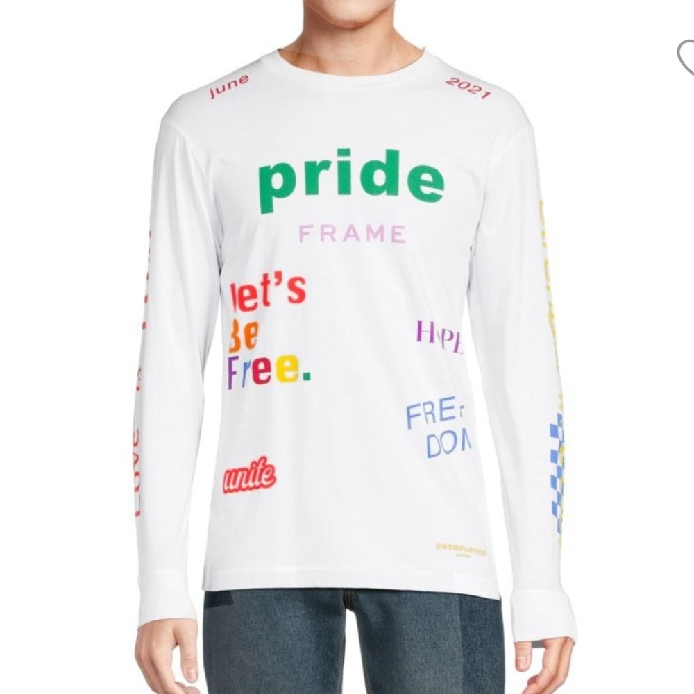 FRAME Pride Long Sleeve Unisex Tee White Size S NEW with Tag